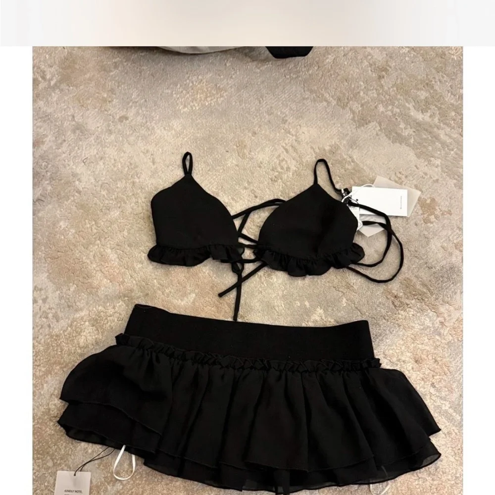 Black Ruffle Triangle Bikini set - Women Swim - Picture 3 of 3